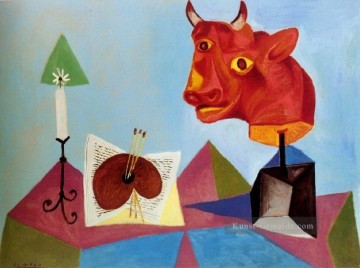  38 - Bougie Palette Tete de taureau rouge 1938 kubistisch